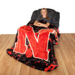 86"x63" NCAA Cornhuskers Throw Blanket Sports Football Bedspread Team Logo Printed Oversized Blanket Sofa Couch Bedroom Travel Super Soft Warm Cozy