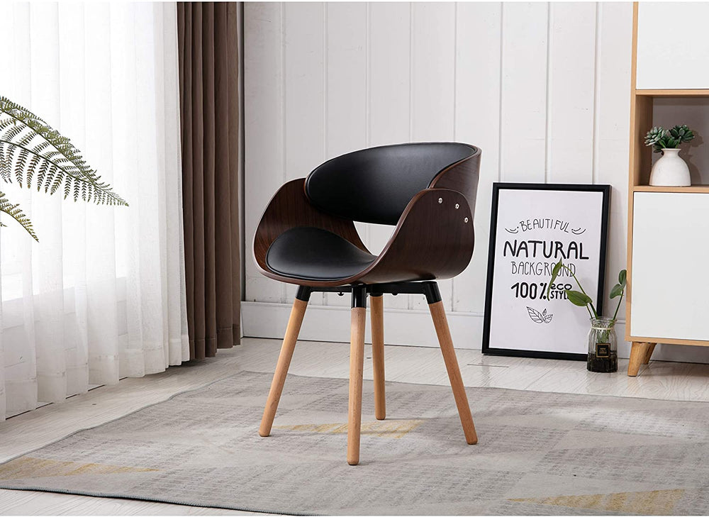 Home Beyond Black Synthetic Leather Leisure Chair Solid Modern Contemporary Wood