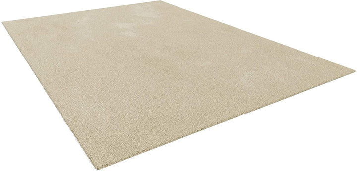 Cream Area Rug 5'3" X 7'6" Ivory Solid Modern Contemporary Rectangle Polyester Latex Free Stain Resistant