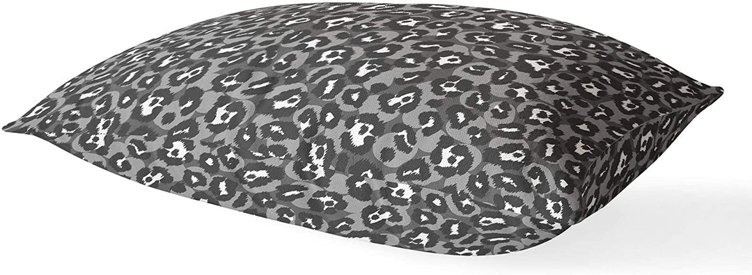 Leopard Grey Lumbar Pillow Grey Animal Modern Contemporary Polyester Single Removable Cover - Diamond Home USA