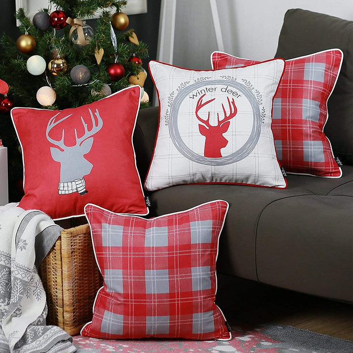 Merry Christmas Set 4 Throw Pillow Covers Gift 18"x18" Color