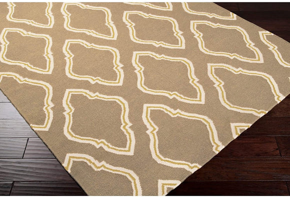 Unknown1 Hand Woven 'Faller' Tan Wool Area Rug 2'6