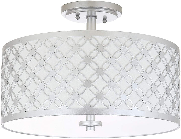 Lighting Hutch 3 Light Silver Flush Mount Metallic Glam Transitional Acrylic Iron Bulbs Included Energy Efficient