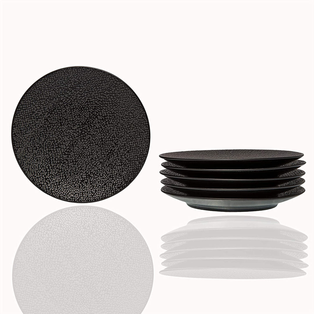 Black Bread Butter Plate 6 25" et/6 Textured Casual Round