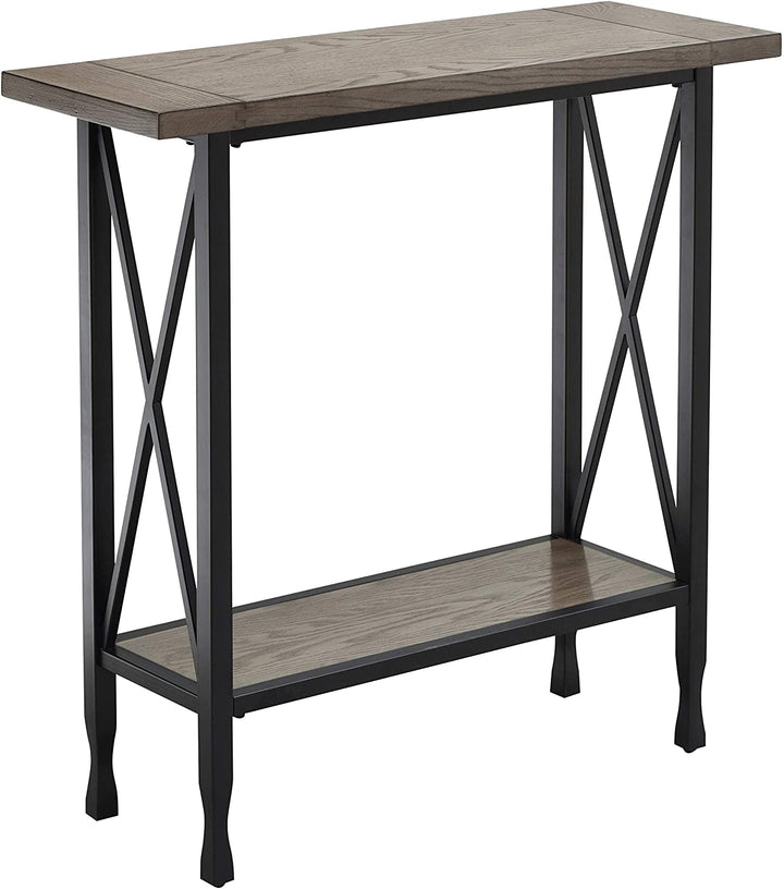 Gray/Matte Black X Design Mixed Wood Metal Hall Console Grey Transitional Rectangle - Diamond Home USA