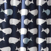 Whale Shower Curtain Kids White Blue Cartoon Animated Whales Nautical Fabric Bath Curtains Navy Background Childrens Ocean Animal Theme Coastal