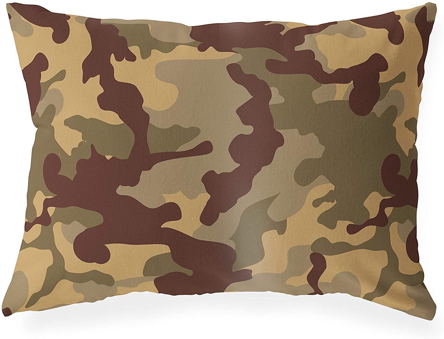 Camo Flow Brown Tan Indoor|Outdoor Lumbar Pillow 20x14 Brown Geometric Modern Contemporary Polyester Removable Cover