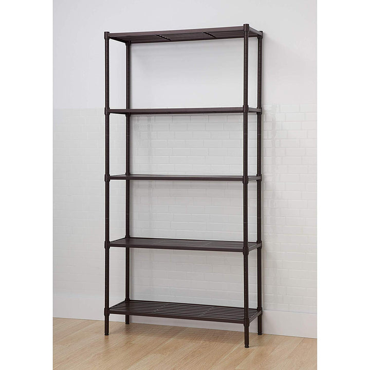 5 Tier Corner Shelf Brown Black Shelves Storage Oraganizer Kitchen Dining Area Living Room Office Shelfs 5 Shelf Rustic Closet Steel