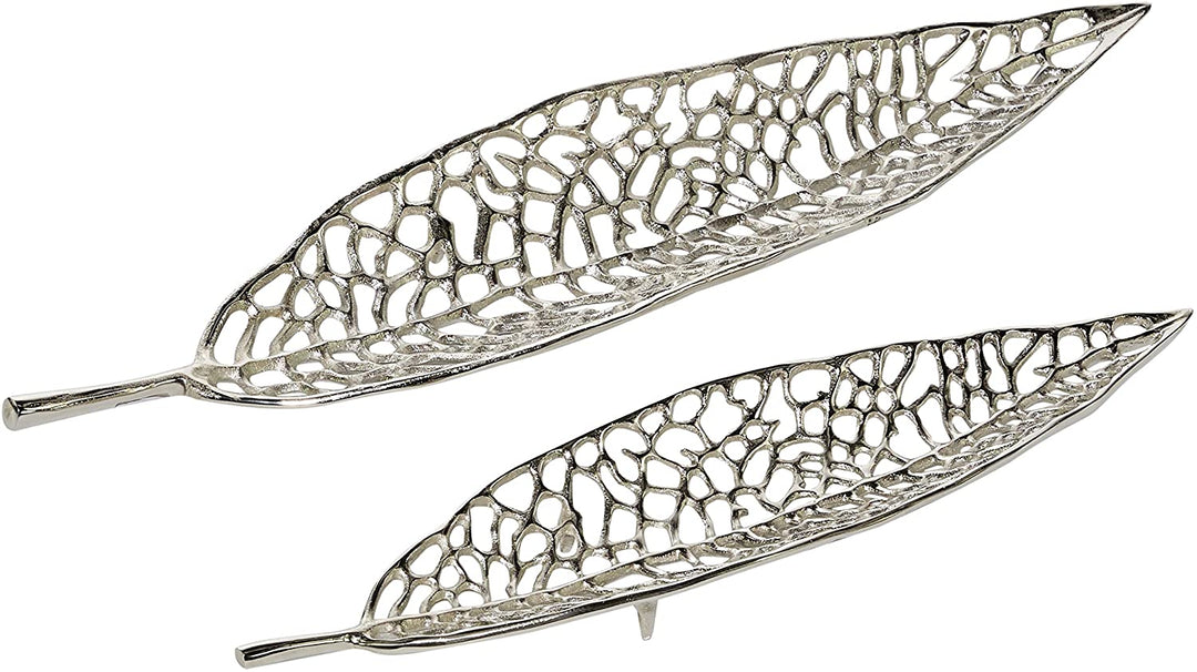 Silver Leaf Trays Set 2 1" 24" 1 X 7