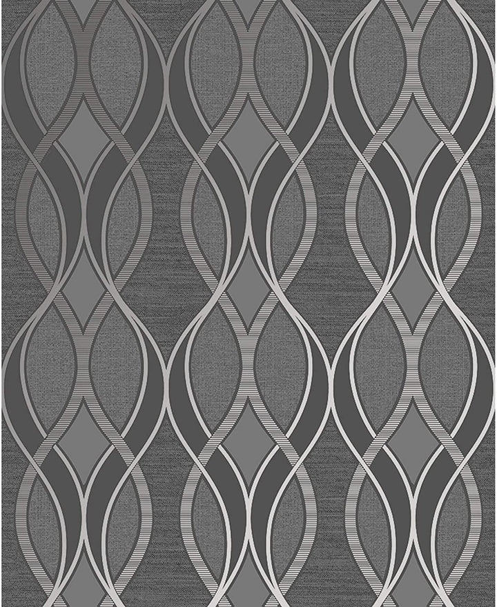 Ribbon Geo Grey Silver Wallpaper Geometric Modern