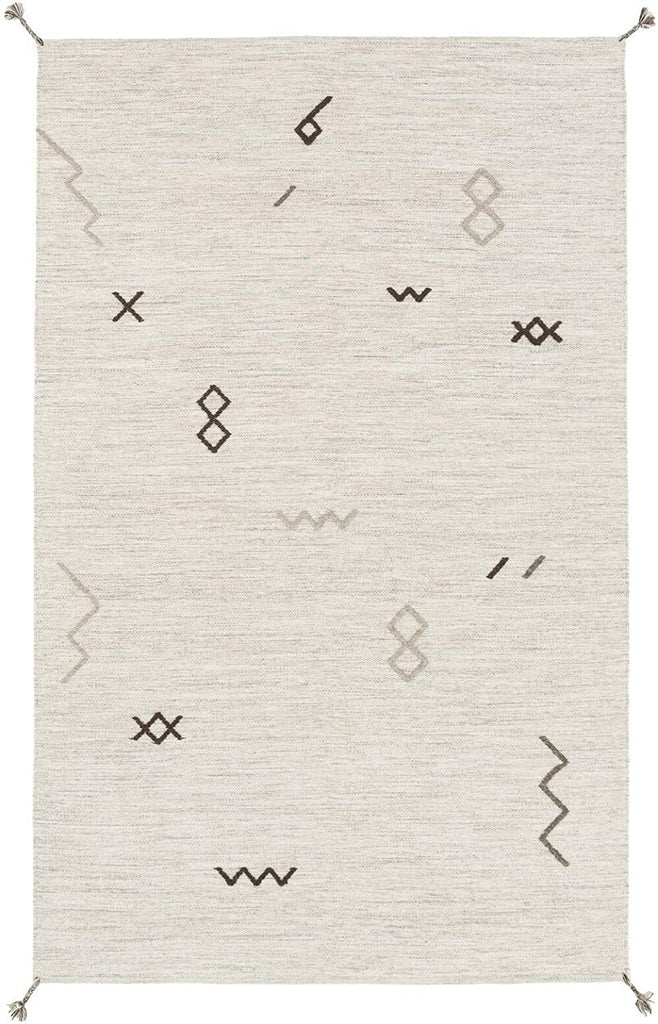 MISC Tribal Wool Abstract Hand Woven Area Rug 3'3" X 5'3" Brown Grey Nature Bohemian Eclectic Casual Latex Free Handmade