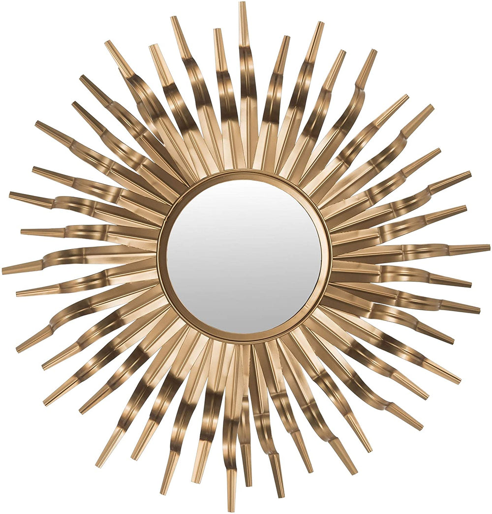 Large Gold Sunburst Mirror Midcentury Bursting Round Decorative Wall Mounted Accent Sun Beam Frame Spokes Deco Metal