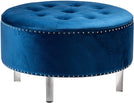 Wooden Storage Stool Blue Solid Modern Contemporary Round Wood