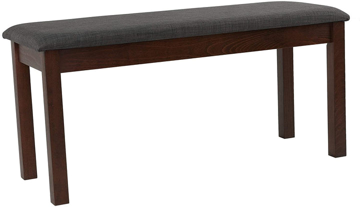 Dining Bench Charcoal Fabric Walnut Finish 40" Grey Solid