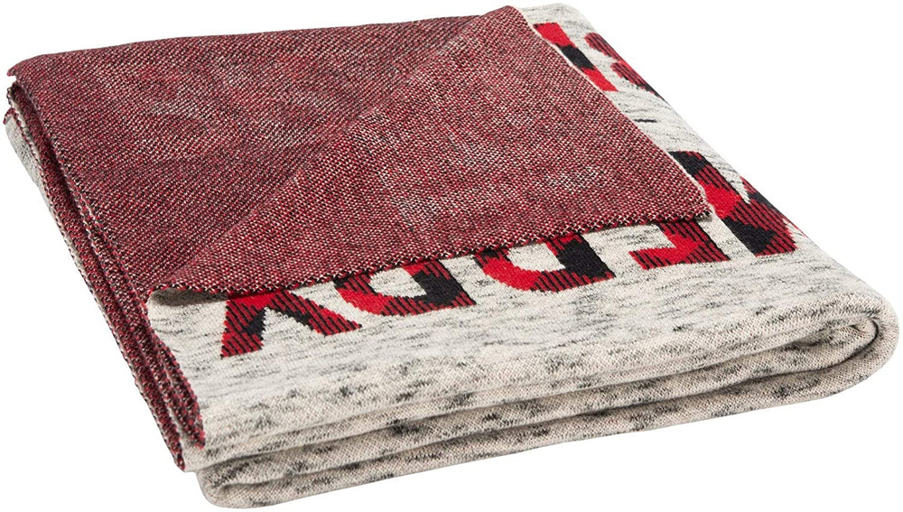 Holiday Merry Bright Grey/red 50 X 60 inch Throw Blanket Grey Red Graphic Cabin Lodge Cotton - Diamond Home USA