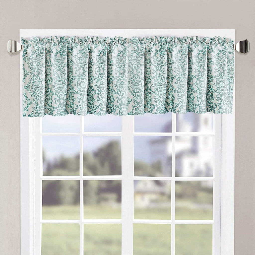Mystic Valance Set Teal/Turquoise 60" X 18" Green Geometric French Country 100% Polyester Energy Efficient