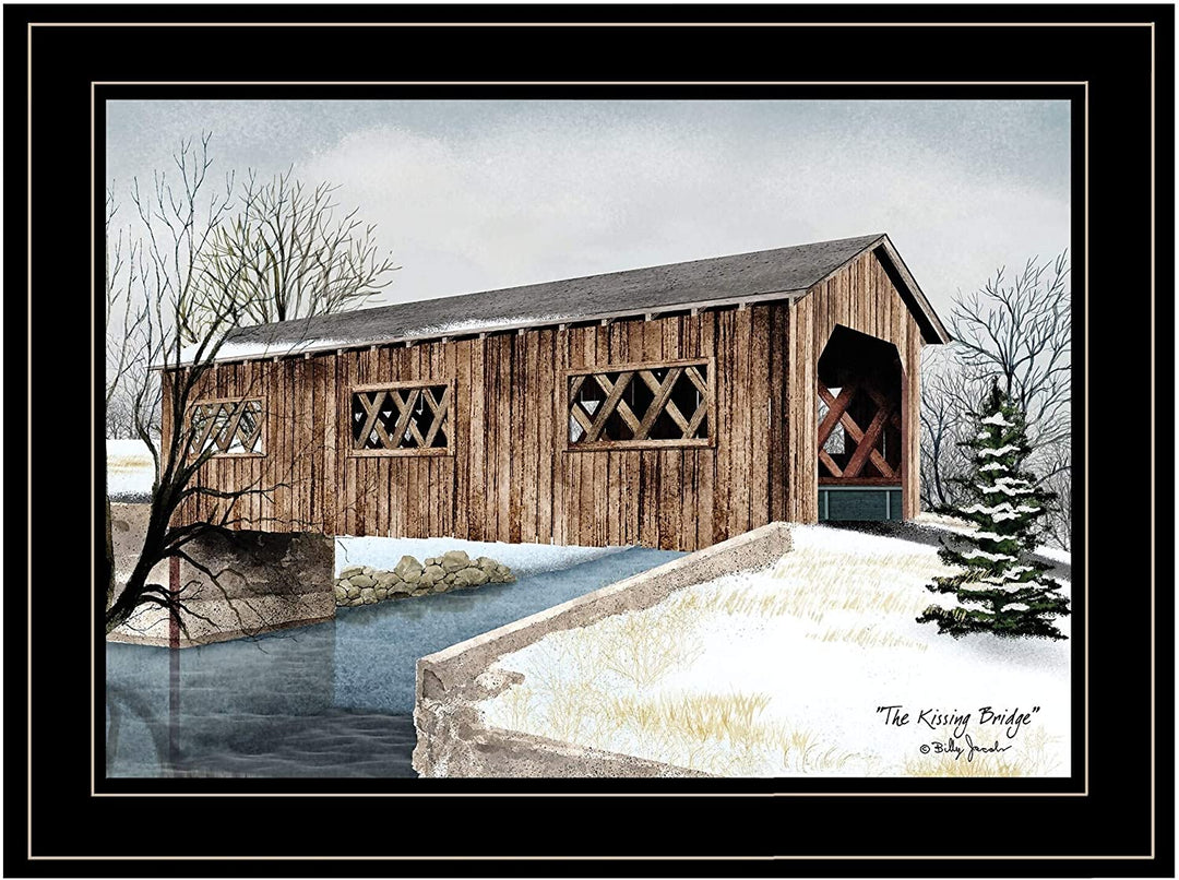 Kissing Bridge Billy Ready Hang Framed Black Frame Color