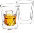 Double Wall Insulated Cups 10 Oz Set Two Whiskey Glasses Clear Glass