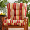 MISC Outdoor Stripe Seat/Back Combo Cushion by Red Tan Striped Traditional Transitional Fabric Polyester Fade Resistant Uv Water