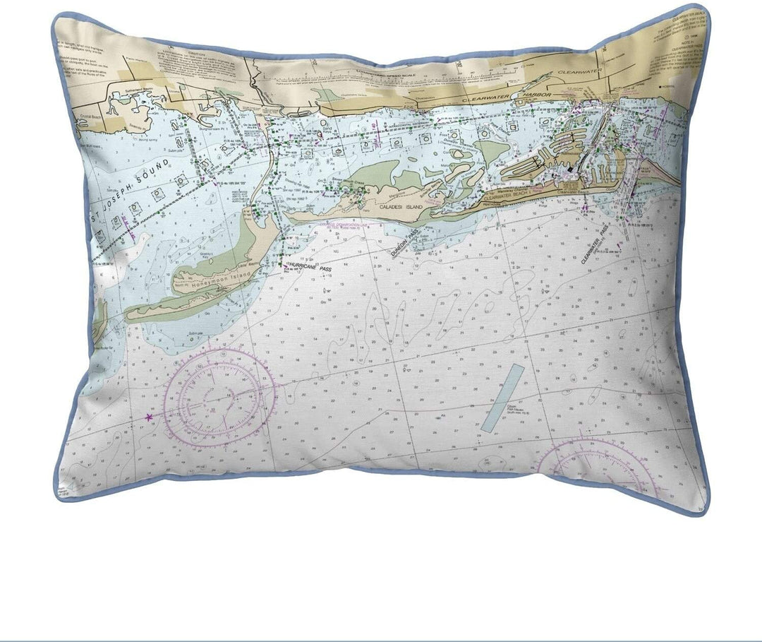 Fl Nautical Map Small Corded Indoor/Outdoor Pillow 11x14