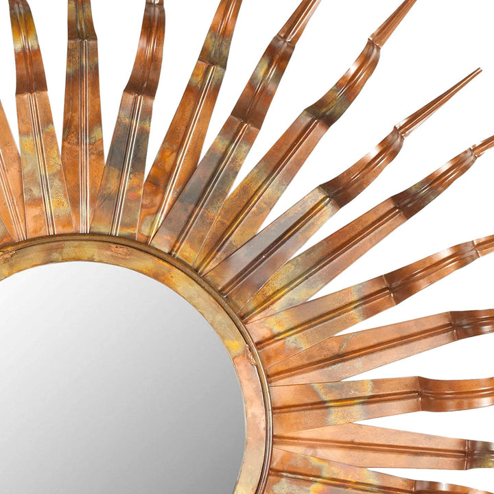 Handmade Arts Crafts Solar 36 inch Sunburst Mirror 36" X 1 5" Brown Modern Contemporary