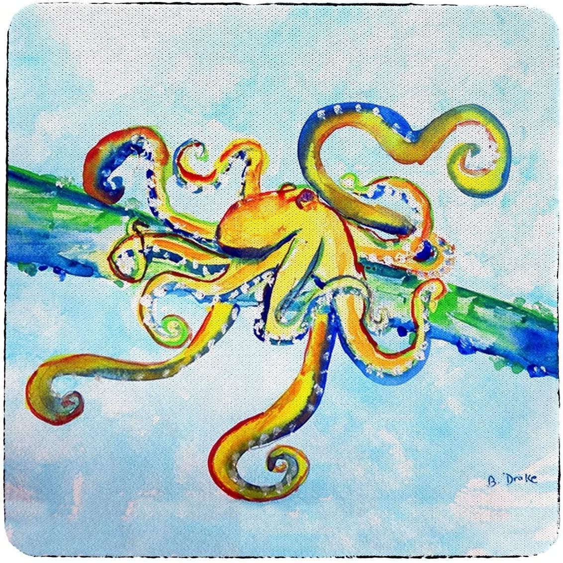 Crazy Octopus Coaster Set 4 Color Synthetic Fiber