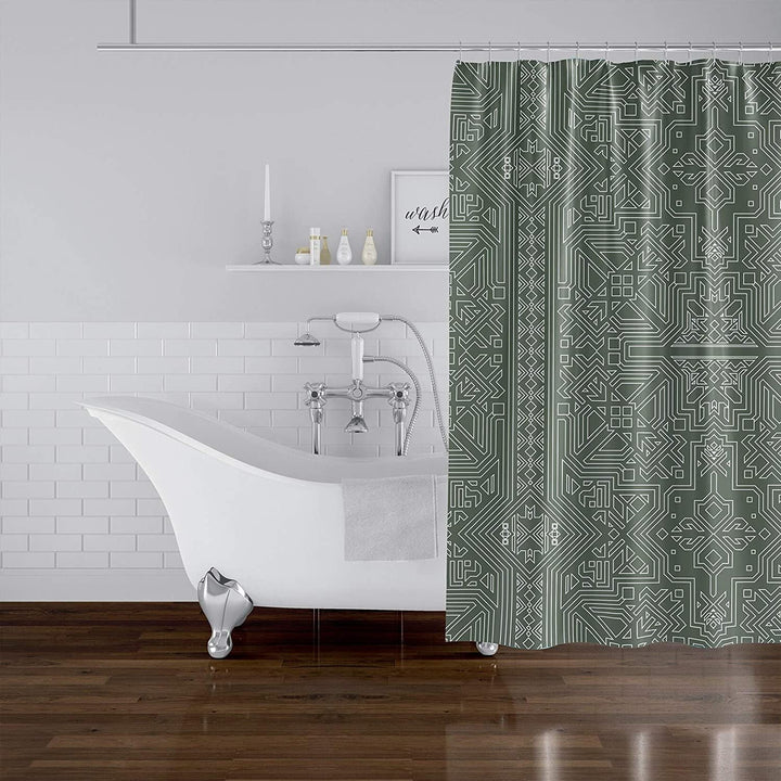 MISC Sage Shower Curtain by 71x74 Green Geometric Southwestern Polyester