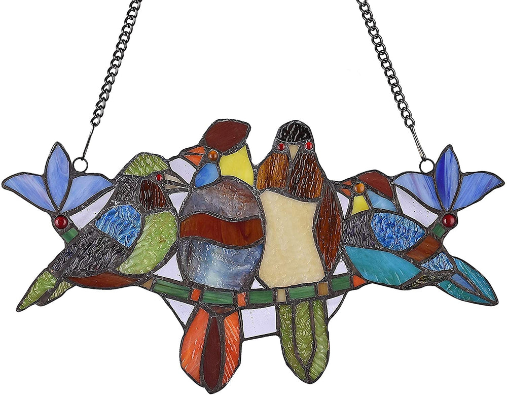 Stained Glass Birds Window Suncatcher Color Casual Irregular Animals Metal Includes Hardware