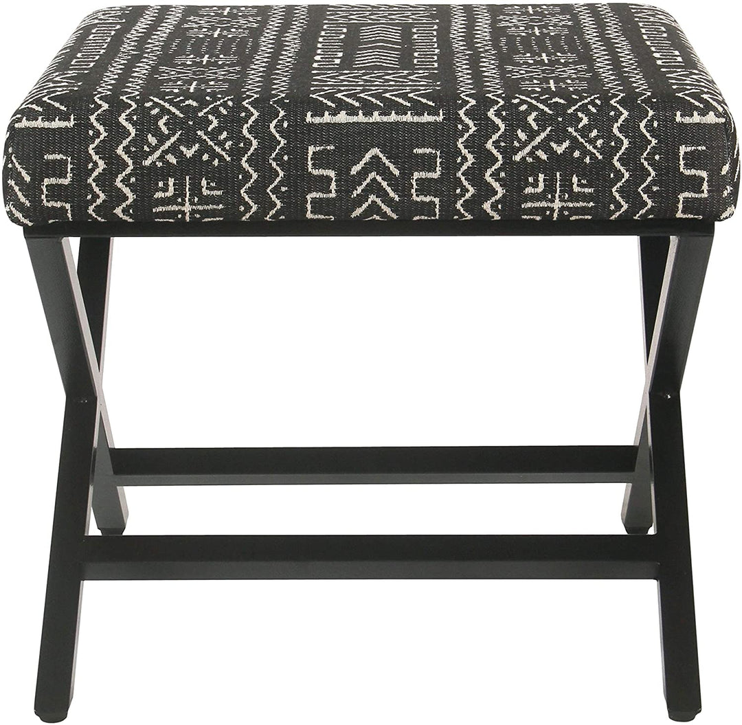 Onyx Upholstered Metal Ottoman Black Geometric Industrial