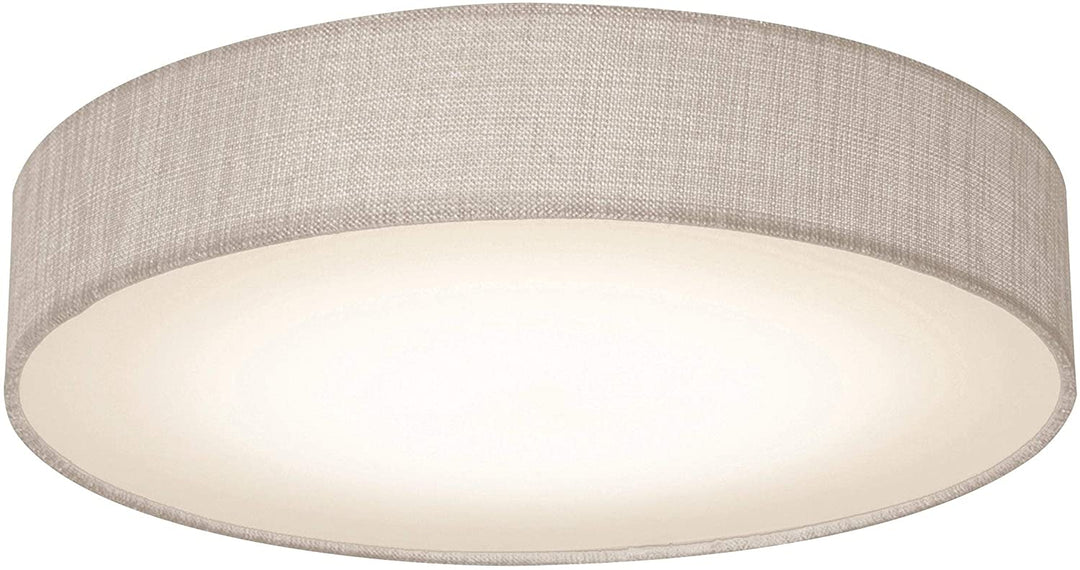 12 inch White Led Flush Mount Grey Fabric Shade Modern