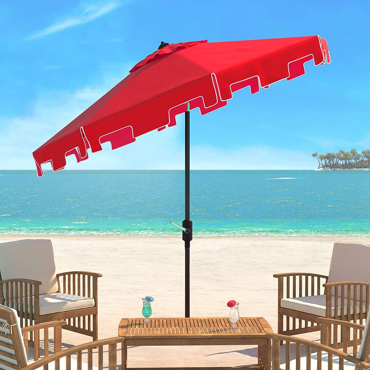 Resistant 9 Ft Crank Red/White Market Umbrella Red Classic