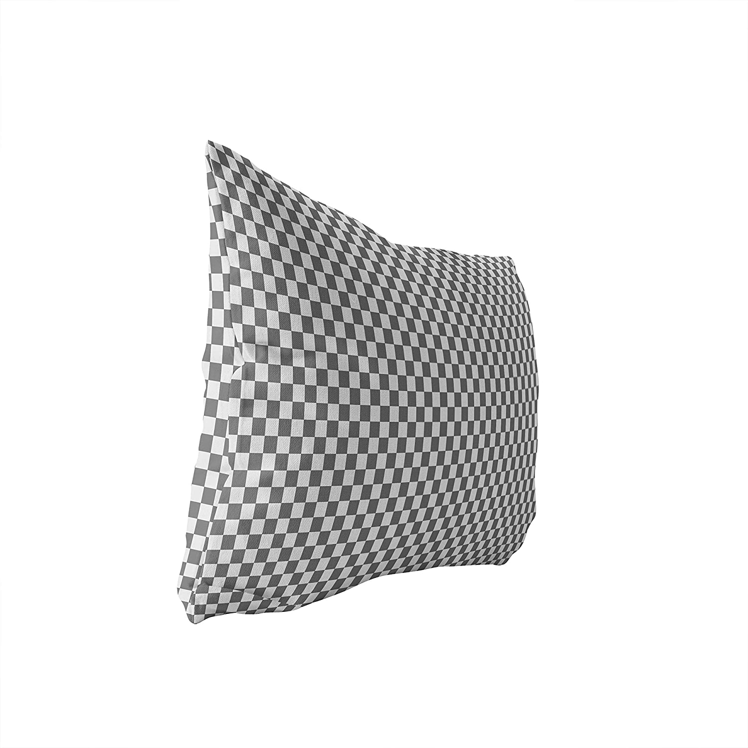 UKN Checker Board Charcoal Lumbar Pillow Grey Geometric Modern Contemporary Polyester Single Removable Cover