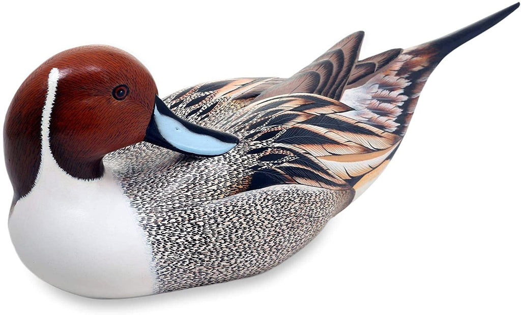 Handmade Posing Pintail Duck Wooden Statuette (Indonesia) Brown Wood