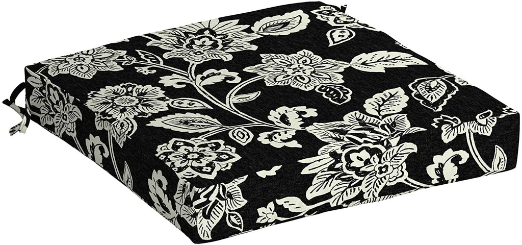 Unknown1 Outdoor 19 X Seat Cushion L W 4 H Black Floral Bohemian Eclectic Polyester Fade Resistant Uv Water