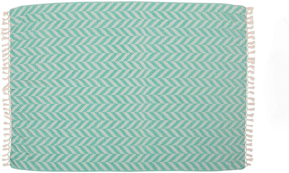 Hand loomed Throw Blanket by Blue Chevron Modern Contemporary Cotton