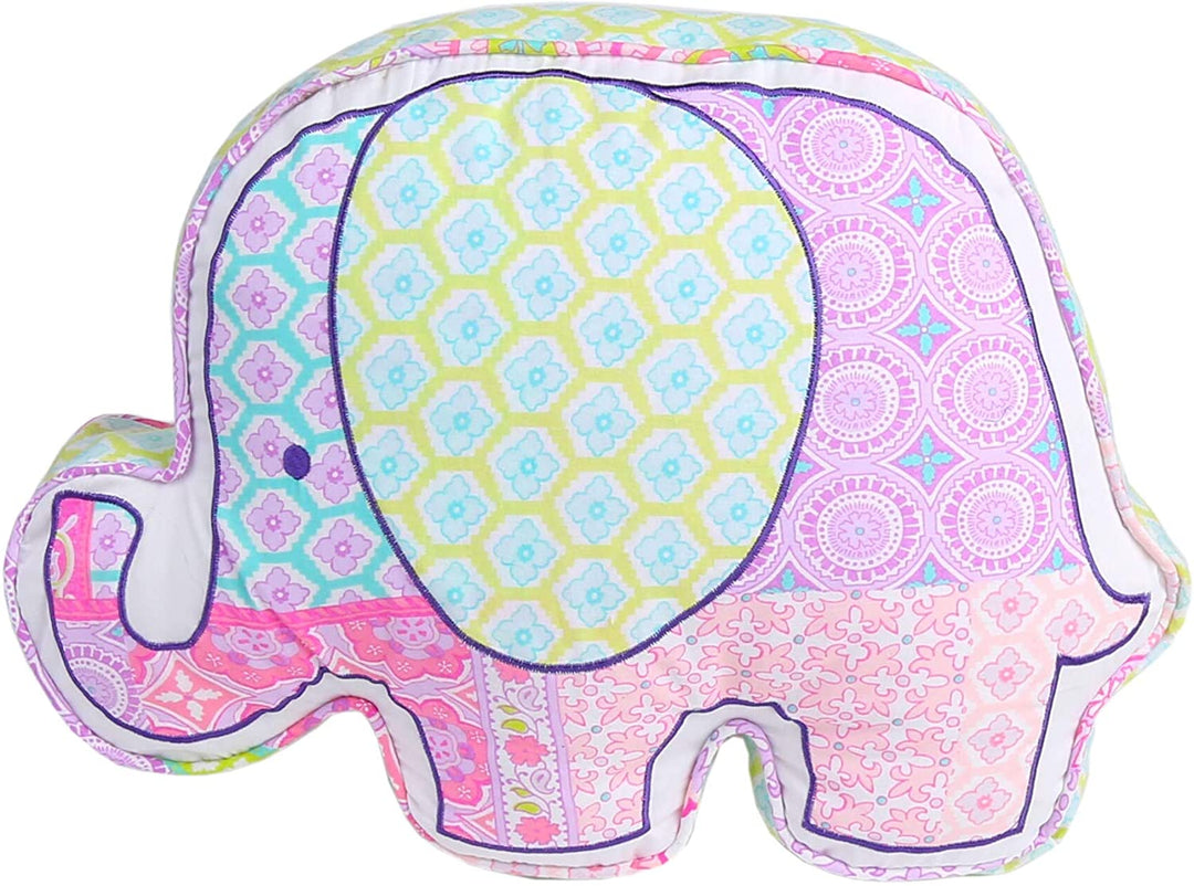 Elephant Shaped Decoratibe Throw Pillow Green Pink