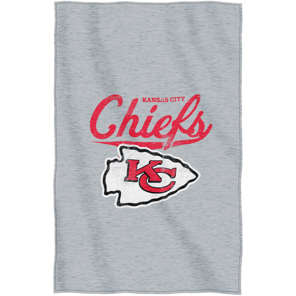 NFL Chiefs Throw Blanket 54 X 84 Inches Football Themed Bedding Sports Patterned Team Logo Fan Merchandise Athletic Team Spirit Fan Red Grey Black