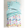 Kids Girls Teal Blue Pink Mermaid Comforter Full Set Swimming Mer Maid Bedding Under Water Sea Life Colorful Coral Crab Seashells Seahorse Trellis