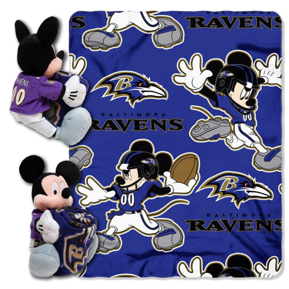 NFL Ravens Throw Blanket 40 X 50 Inches Football Themed Bedding Sports Patterned Team Logo Fan Merchandise Athletic Team Spirit Fan Black Purple Gold - Diamond Home USA