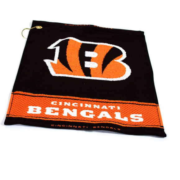 NFL Bengals Golf Towel 16 X 19 Inches Football Themed Applique Sports Patterned Team Logo Fan Merchandise Athletic Spirit Black Orange White Polyester - Diamond Home USA
