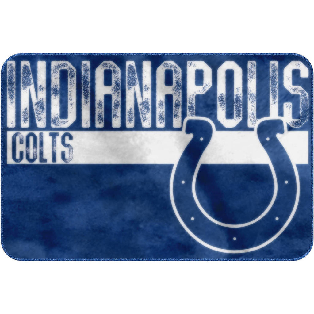 20" X 30" NFL Colts Mat Boys Football Themed Bath Rug Sports Patterned Rectangular Bathroom Carpet Team Logo Fan Merchandise Athletic Spirit Blue - Diamond Home USA