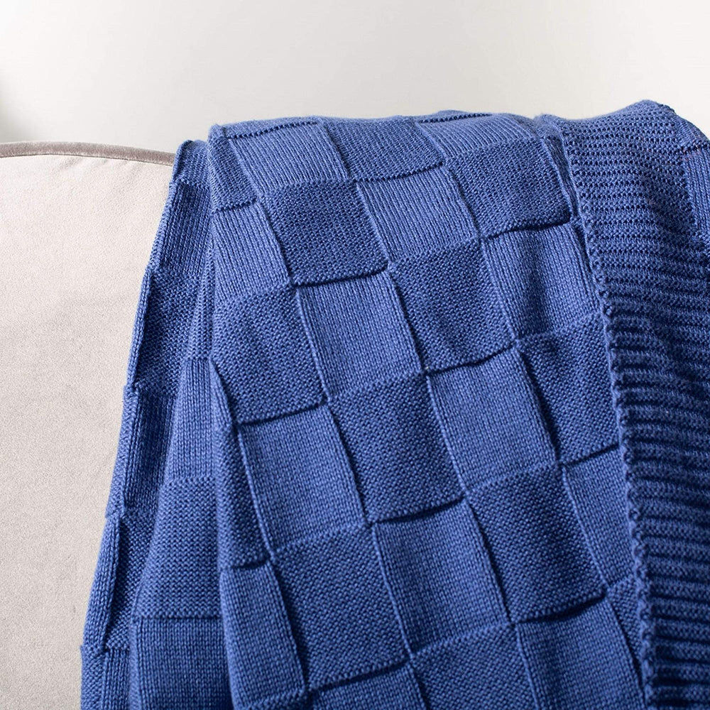 50" X 60" Racer Throw Blue Textured Modern Contemporary Cotton