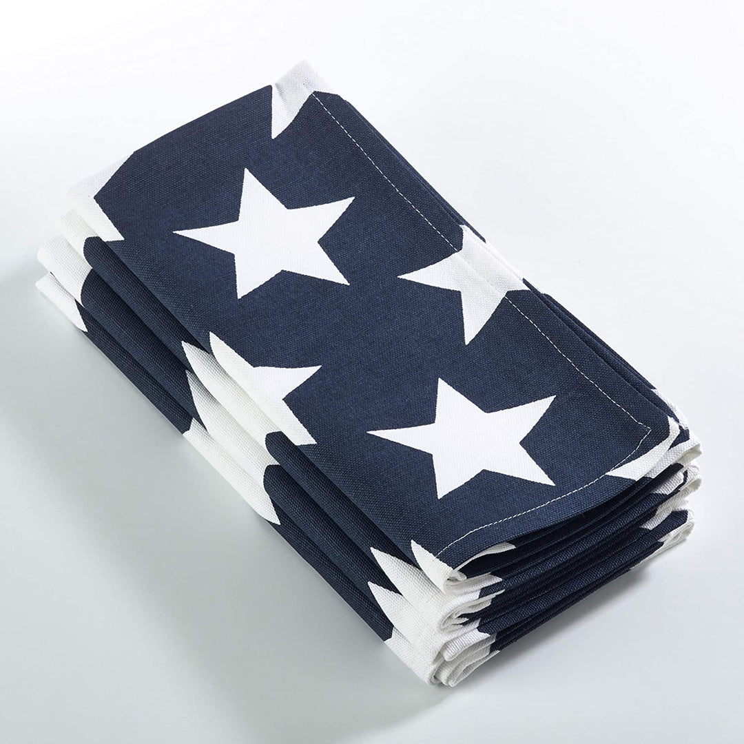 Star American Flag Design Dinner Napkins (Set 4) Blue Stripe