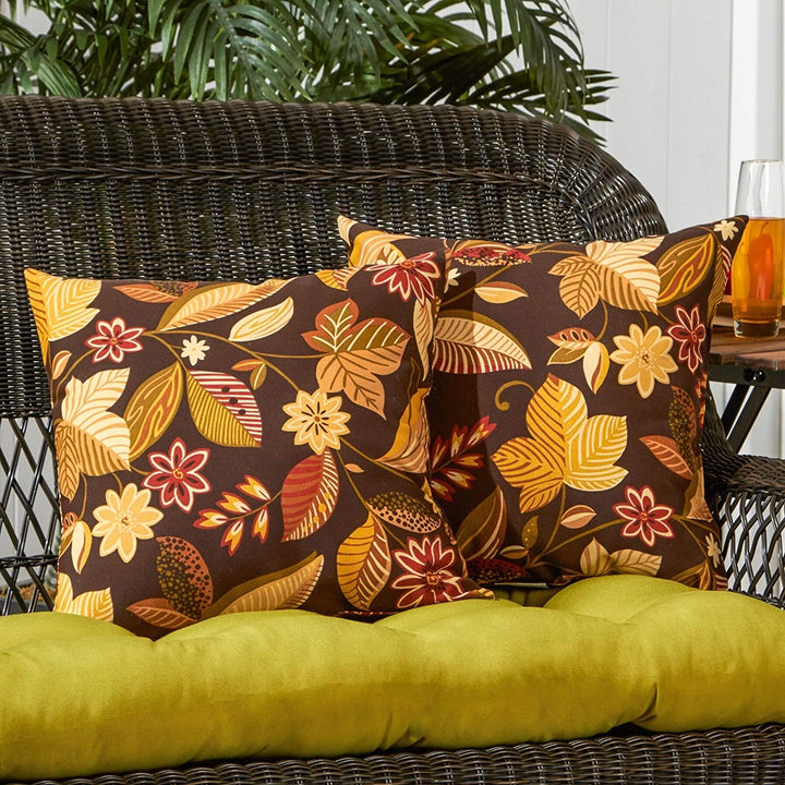 Woodsy Floral Outdoor 17 inch Accent Pillow (Set 2) Brown