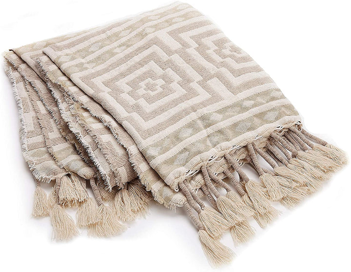 Throw Off/White Geometric Bohemian Eclectic Cotton