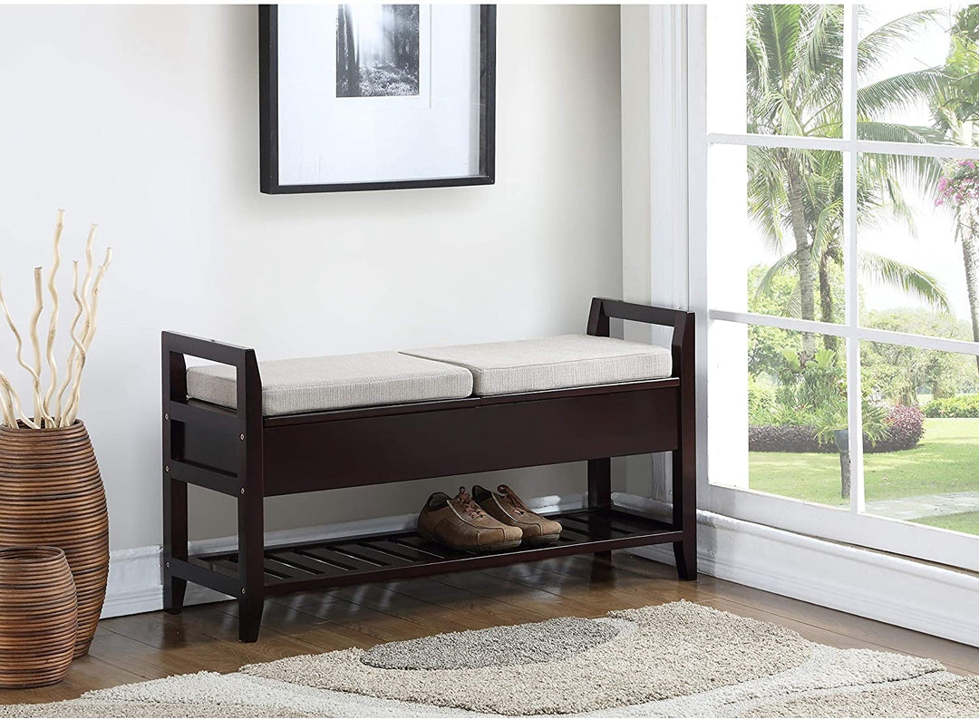 Espresso Storage Shoe Bench Brown Modern Contemporary