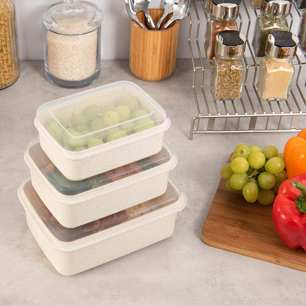 6 Piece Natural Food Storage Containers 7" X 5" 3 2" Clear Plastic - Diamond Home USA