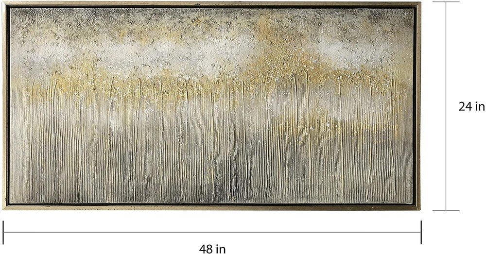 Hand Painted Gold/Grey Abstract Wall Art Gold Modern Contemporary Rectangle