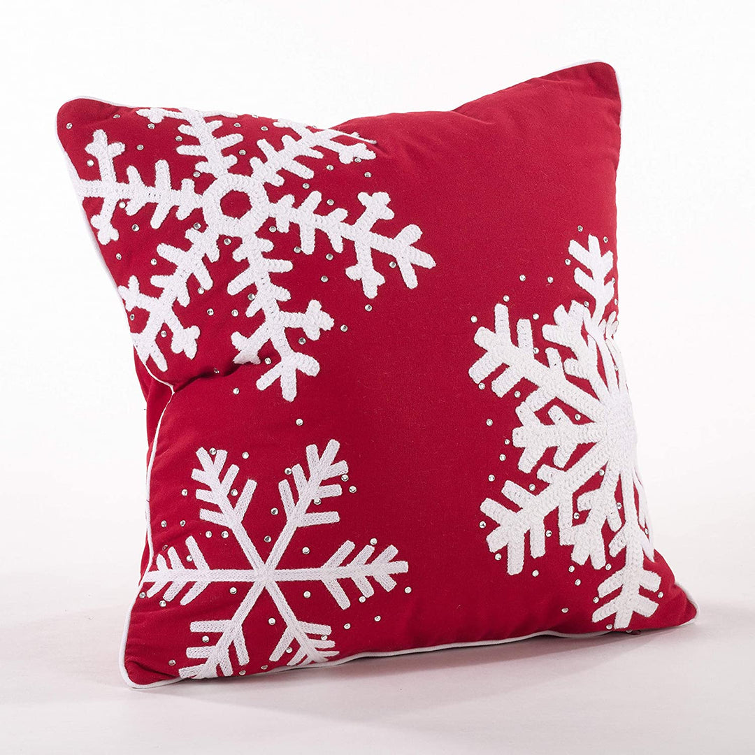 Studded Snowflake Throw Pillow Red Casual Novelty Cotton