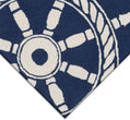 Unknown1 Frontporch Ship Wheel Indoor/Outdoor Rug Navy 30"x48" Blue Novelty Rectangle Polyester Contains Latex